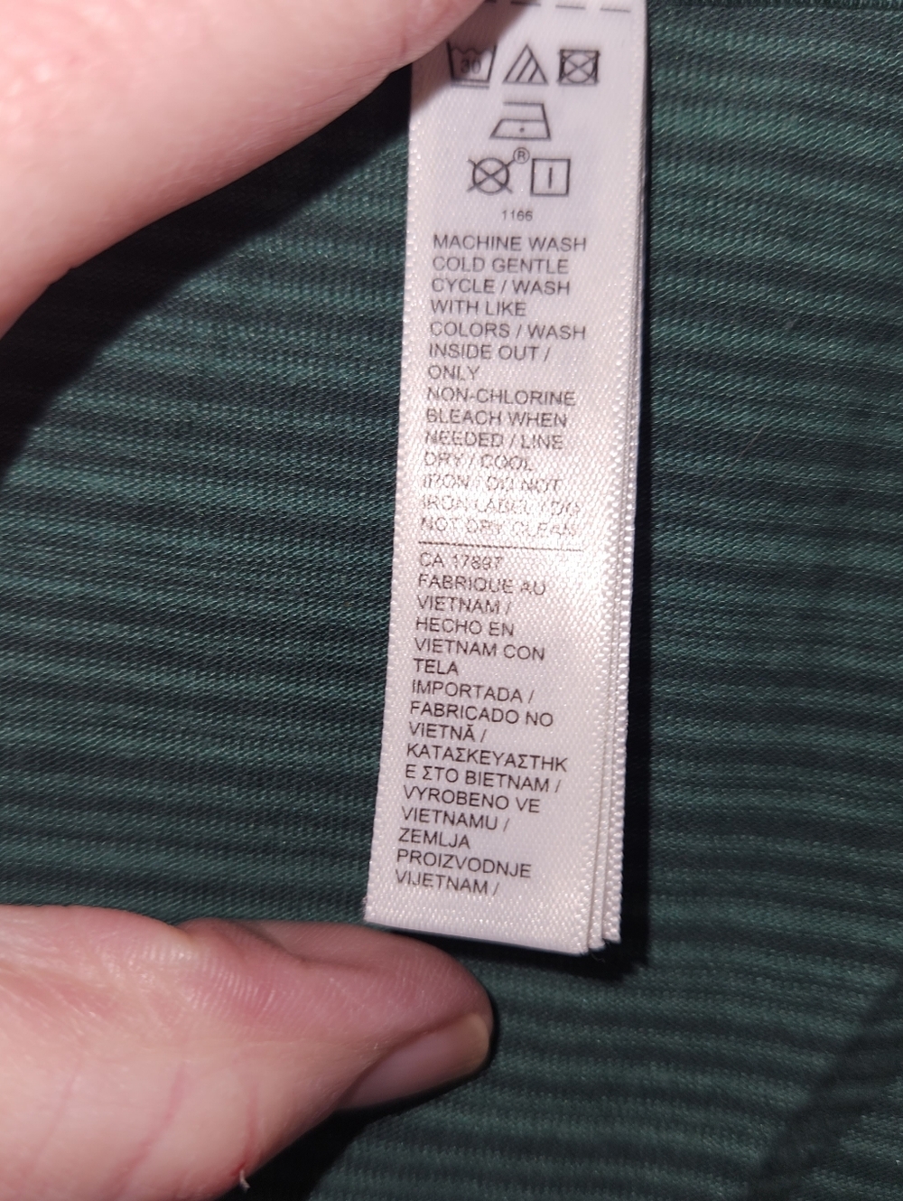 Athleta Green Striped Short Sleeve V-Neck Tee - Picture 5 of 5